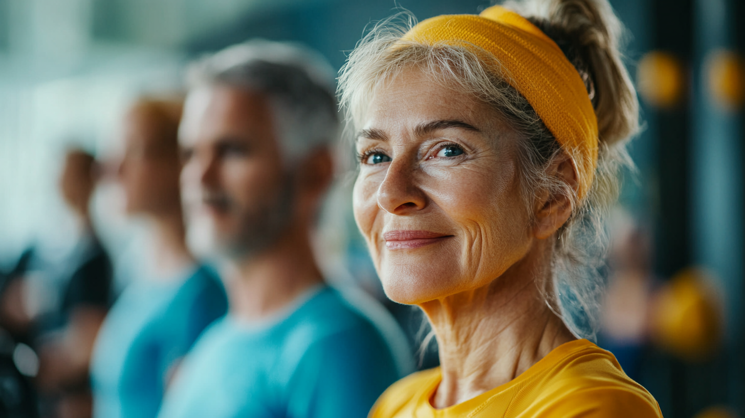 Група старших людей на творчому фітнес-занятті